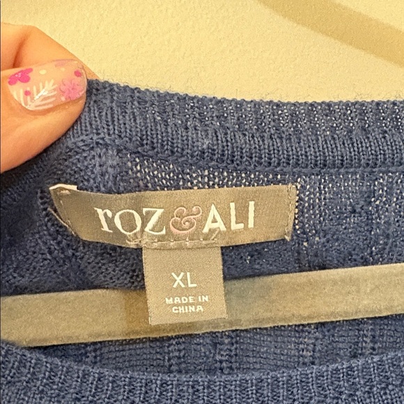 Roz & Ali Navy Long Sleeve Sweater Dress Size XL - Picture 4 of 6